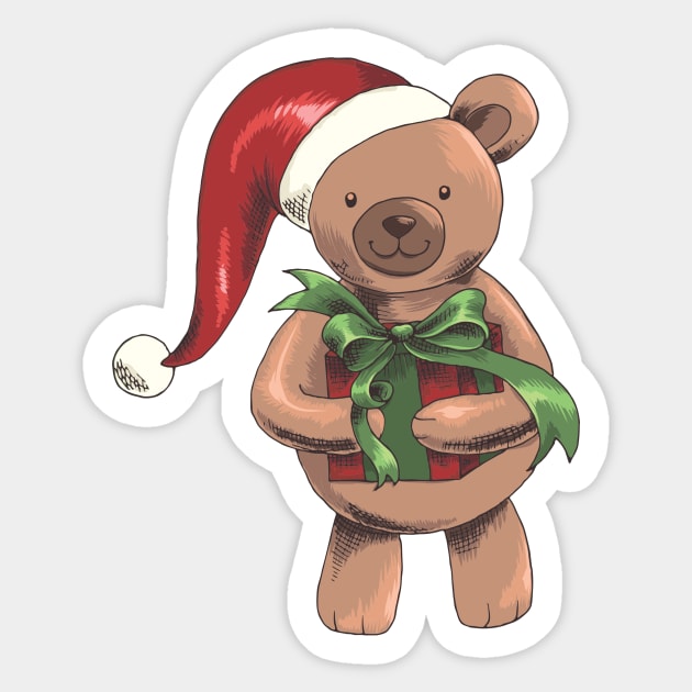 Christmas bear children motive Christmas presents Sticker by Foxxy Merch
